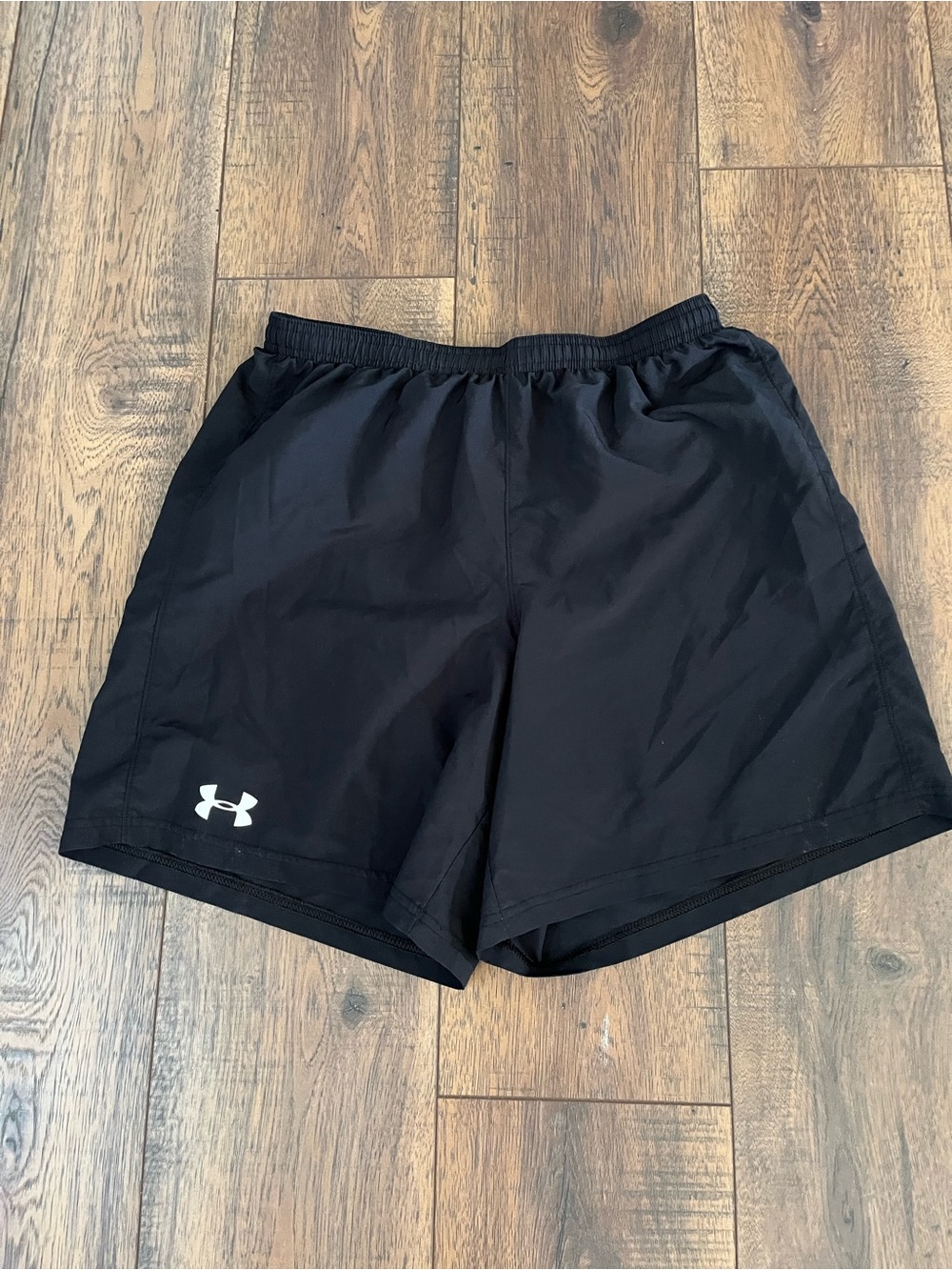 Under Armour Men’s Black Athletic Training Shorts with White Logo